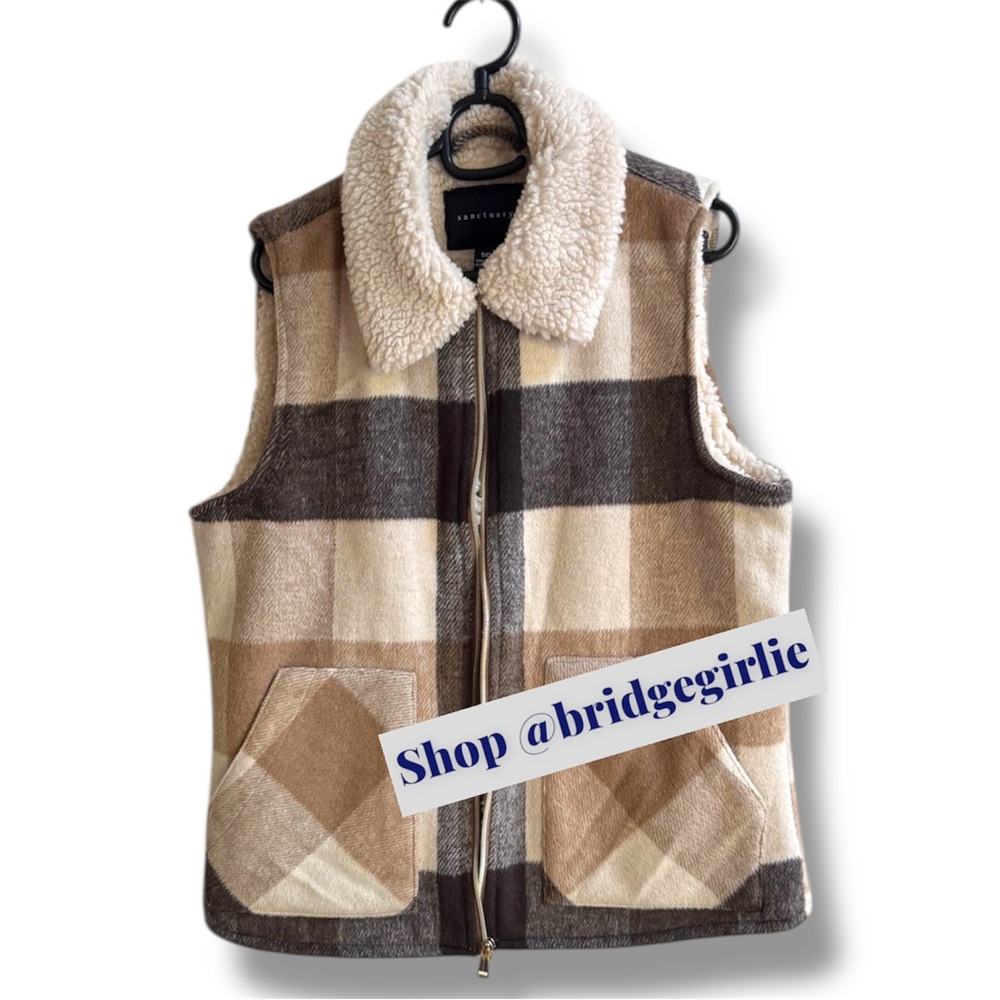 Sanctuary Shearling Lined Plaid Vest